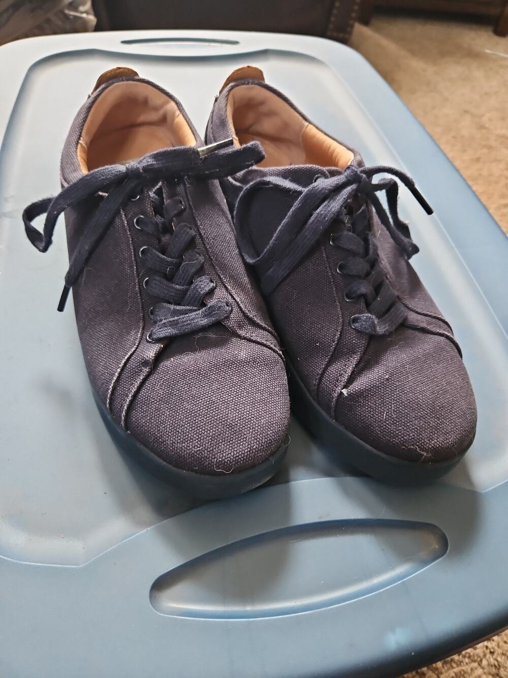 Womens Fitflop Rally Canvas Trainers Sneakers Midnight Navy Shoes Size 7.5
